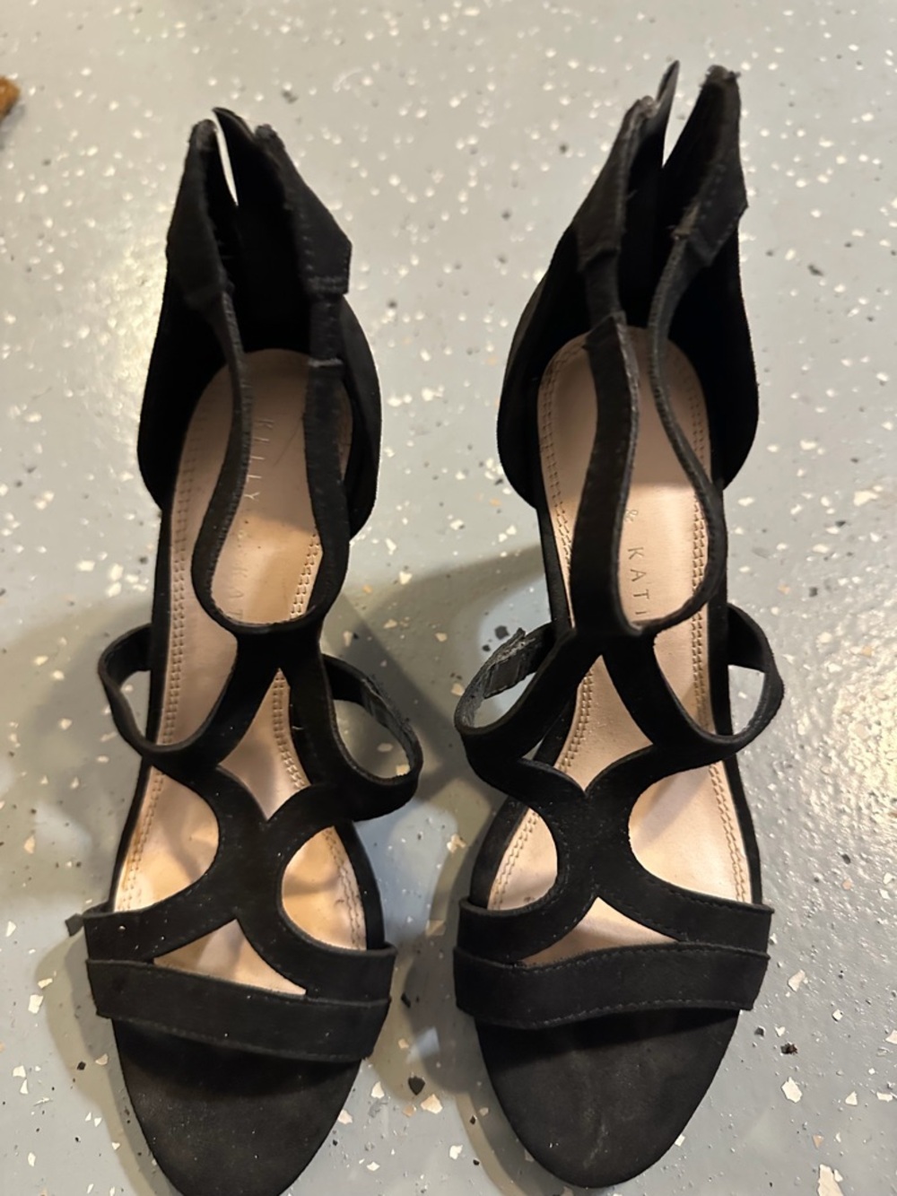Black Strappy Cutout Women's Heels